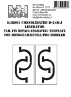 Consolidated B-24D/J Liberator Tail Fin repair engraving template for Monogram and Revell - Image 1