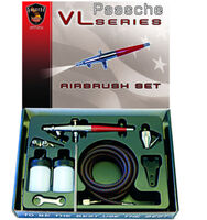 VL Double Action Airbrush Set With .55, .75 And 1.05mm Heads And 1/8" BSP Adapter