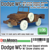 WW2 U.S Dodge WC 4X4 snow chained Sagged wheel set (for AFV club, Italeri 1/35) - Image 1