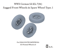 German Sd.Kfz.7(8t) - Sagged Front Wheels & Spare Wheel Type 1 (for Dragon and Trumpeter Kits) - Image 1