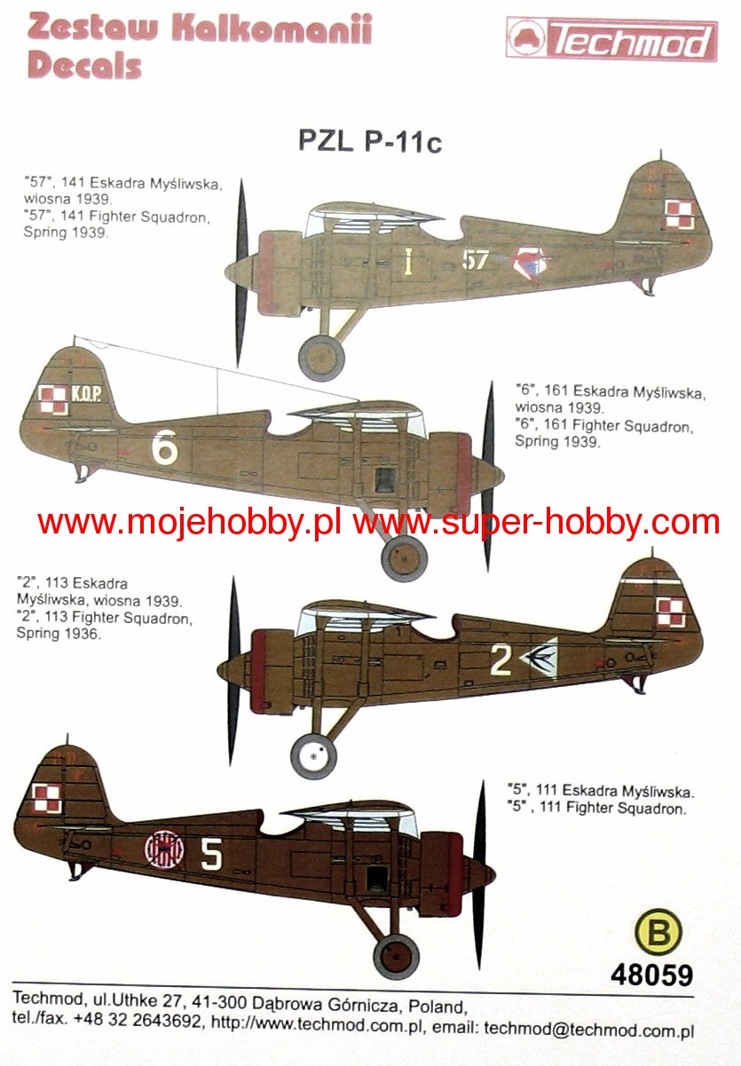 Techmod Decals 1/48 Polish PZL P-11c Fighter