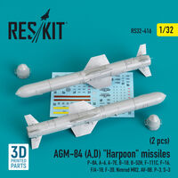 AGM-84 (A,D) "Harpoon" Missiles (2 pcs) (P-8A, A-6, A-7E, B-1B, B-52H, F-111C, F-16, F/A-18, F-20, Nimrod MR2, AV-8B, P-3, S-3)