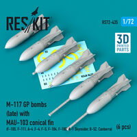 M-117 GP Bombs (Late) With MAU-103 Conical Fin (6 pcs) (F-105, F-111, A-4 ,F-4, F-5, F-104, F-100, A-1 Skyraider, B-52, Canberra)