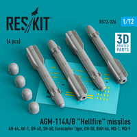 AGM-114A/B Hellfire Missiles (4pcs) (AH-64, AH-1, UH-60, SH-60, Eurocopter Tiger, OH-58, RAH-66, MQ-1, MQ-9) (3D Printed) - Image 1