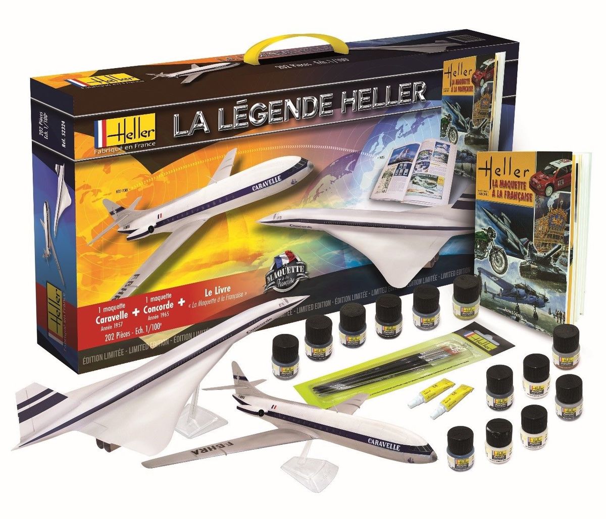 La légende HELLER SUD AVIATION / BRITISCH AEROSPACE CONCORDE et SE 210 CARAVELLE 1/100ème Réf 52324 21713_rd