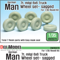 German Man 7t. milgl 6x6 Truck Sagged Wheel set (for Revell 1/35) - Image 1